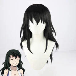 Gvavaya Anime Cosplay Demon Slayer: Kimetsu No Yaiba Suma Cosplay Wig Black 70cm Hair