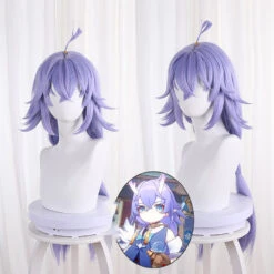 Gvavaya Game Cosplay Honkai Impact: Star Rail Bailu Cosplay Wig 80cm Long Blue Purple Wig