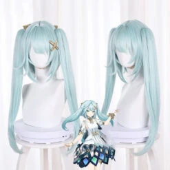 Gvavaya Game Cosplay Genshin Impact Faruzan Cosplay Wig 60cm Mixed Blue Green Hair