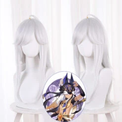 Gvavaya Game Cosplay Genshin Impact Cyno Cosplay Wig 60cm Silver White Hair