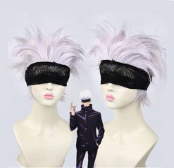 Gvavaya Cosplay Jujutsu Kaisen Satoru Gojo Cosplay Wig Silver Purple Gradient 32cm Short Hair