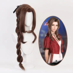 Gvavaya Game Cosplay Final Fantasy VII Aerith Cosplay Wig 80cm Long Brown Hair