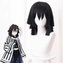 Gvavaya Anime Cosplay Demon Slayer: Kimetsu No Yaiba Iguro Obanai Cosplay Wig Black 40cm Hair