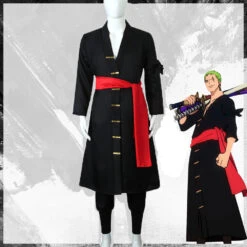 [Ready To Ship] Gvavaya Anime Cosplay ONE PIECE Roronoa Zoro Cosplay Costume Roronoa Zoro Cosplay Black Robe Syle