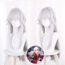 Gvavaya Game Cosplay Honkai Impact: Star Rail Clara Cosplay Wig 70cm Long Silvery White Wig