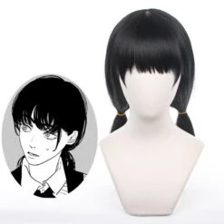 Gvavaya Anime Cosplay Chainsaw Man Asa Mitaka Cosplay Wig 65cm Black Tie Hair