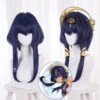 Gvavaya Game Cosplay Genshin Impact Candace Cosplay Wig 40cm Mixed Blue Purple Hair