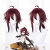 Gvavaya Game Cosplay Genshin Impact Shikanoin Heizou Cosplay Wig Red Wine 45cm Hair
