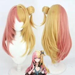 Gvavaya Cosplay Nijisanji Vtuber Xsoleil Kotoka Torahime Cosplay Wig 70cm Golden Pink Hair
