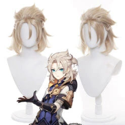 Gvavaya Game Cosplay Genshin Impact Albedo Cosplay Wig Bloned 35cm Hair