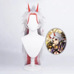 Gvavaya Game Cosplay Genshin Impact Atataki Itto Cosplay Wig Silver Mix Red 80cm Hair