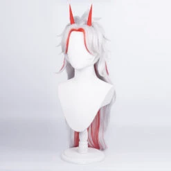 Gvavaya Game Cosplay Genshin Impact Atataki Itto Cosplay Wig Silver Mix Red 80cm Hair -Gvavaya Deals Store DSC02413