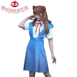 Gvavaya Anime Cosplay EVA Asuka Langley Soryu Cosplay Costume EVA School Uniform Costume
