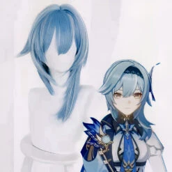 Gvavaya Game Cosplay Genshin Impact Eula Cosplay Blue White Highlight 38cm Hair