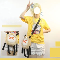 Gvavaya Cosplay Genshin Impact Paimon Fan Fiction Short Sleeve T-Shirt Hilichurl Bag