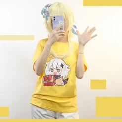 Gvavaya Cosplay Genshin Impact Paimon Fan Fiction Short Sleeve T-Shirt Hilichurl Bag -Gvavaya Deals Store Hilichurl bag4