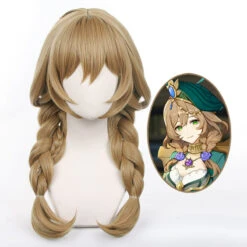 Gvavaya Game Cosplay Genshin Impact Lisa New Skin A Sobriquet Under Shade Cosplay Wig 60cm Blonde Hair