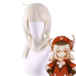 Gvavaya Game Cosplay Genshin Impact Klee Cosplay Cream 45cm Hair