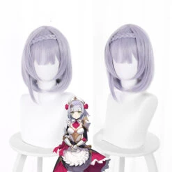 Gvavaya Game Cosplay Genshin Impact Noelle Cosplay Wig Light Purple 45cm Hair
