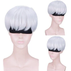 Gvavaya Game Cosplay NieR: Automata 9S Cosplay Wig 30cm Siver White Hair