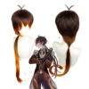 Gvavaya Game Cosplay Genshin Impact Zhongli Cosplay Wig Yellow Brown 90cm Hair