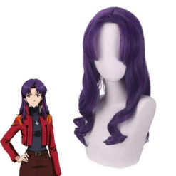 Gvavaya Anime Cosplay EVA Misato Katsuragi Cosplay Wig Purple 55cm Hair