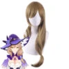 Gvavaya Game Cosplay Genshin Impact Lisa Cosplay Wig Slightly Curly Long Brown Hair