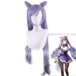 Gvavaya Game Cosplay Genshin Impact Keqing Cosplay Wig Smoky Purple 80cm Hair