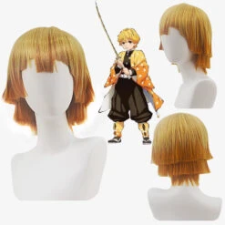 Gvavaya Cosplay Demon Slayer: Kimetsu No Yaiba Agatsuma Zenitsu Cosplay Wig Demon Slaying Corps 28cm Short Hair