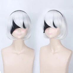 Gvavaya Game Cosplay NieR: Automata 2B Cosplay Wig 30cm Siver White Hair