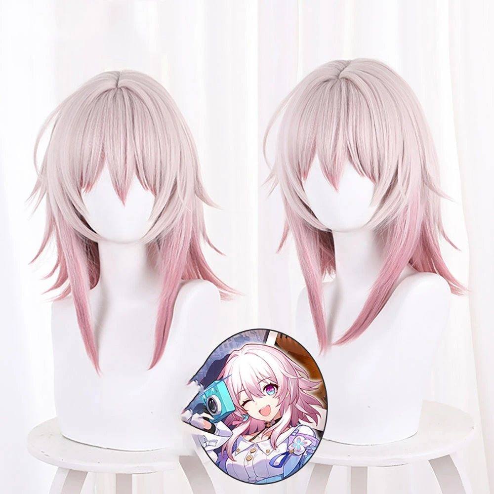 Gvavaya Game Cosplay Honkai Impact: Star Rail March7th Cosplay Wig 38cm Long Pink Gradient Wig 1 Gvavaya Game Cosplay Honkai Impact: Star Rail March7th Cosplay Wig 38cm Long Pink Gradient Wig