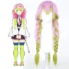 Gvavaya Anime Cosplay Demon Slayer: Kimetsu No Yaiba Kanroji Mitsuri Cosplay Wig Pink Green Gradient 80cm Hair