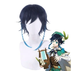 Gvavaya Game Cosplay Genshin Impact Venti Cosplay Blue Gradient 35cm Hair
