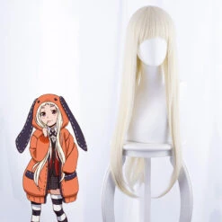 Gvavaya Anime Cosplay Kakegurui Yomozuki Runa Cosplay Wig 80cm Creamy Yellow Hair