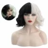 Gvavaya Cosplay Cruella De Vil Short Curly Hair Props Halloween Party Cosplay Wig Cruella Wig