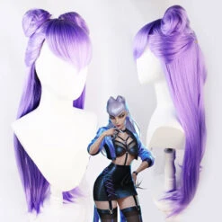 Gvavaya Cosplay LOL KDA All Out Evelynn Cosplay Wig League Of Legends 80cm Purple Wig K/DA