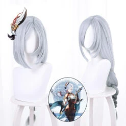 Gvavaya Game Cosplay Genshin Impact Shenhe Cosplay Wig Silver Grey 90cm Hair