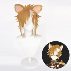Gvavaya Game Cosplay Genshin Impact Gorou Cosplay Wig Brownish Yellow 40cm Hair